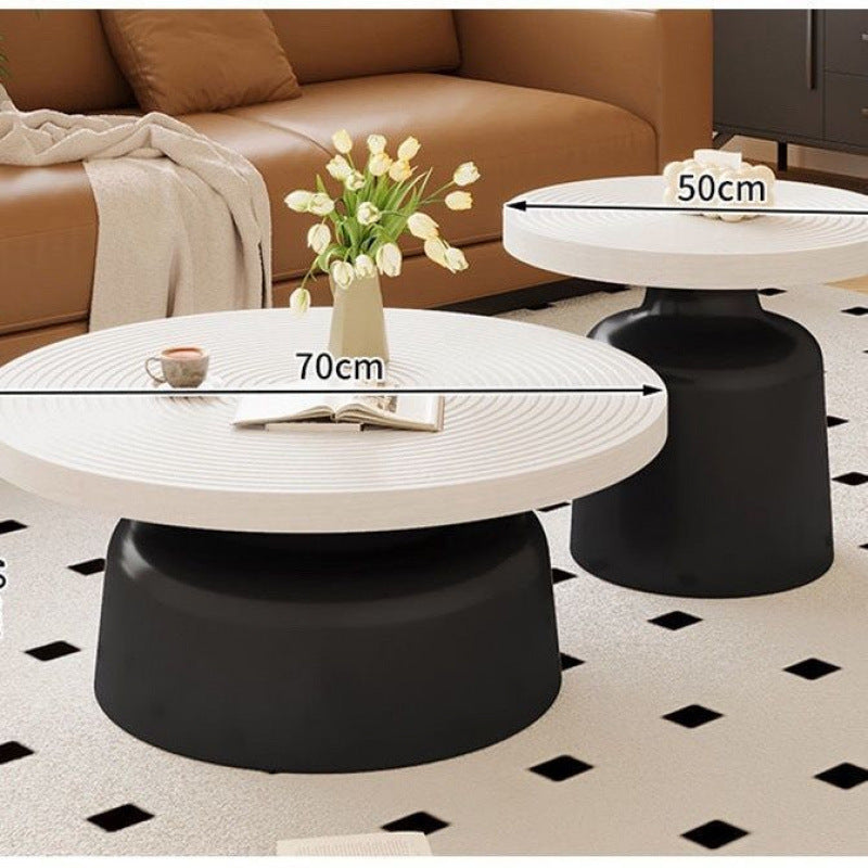 Wabi-sabi style coffee table, vintage-inspired living room coffee table, french retro designer piece, same style as seen in homes, small apartment round table