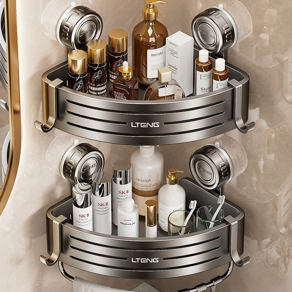 Toilet suction cup triangular basket household bathroom wall-mounted non-punching rack wall toiletries storage rack