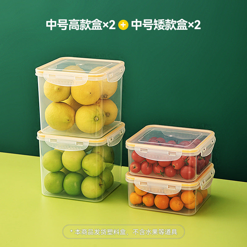 Kitchen finishing dustproof storage box with lid transparent refrigerator storage box food grade plastic food crisper