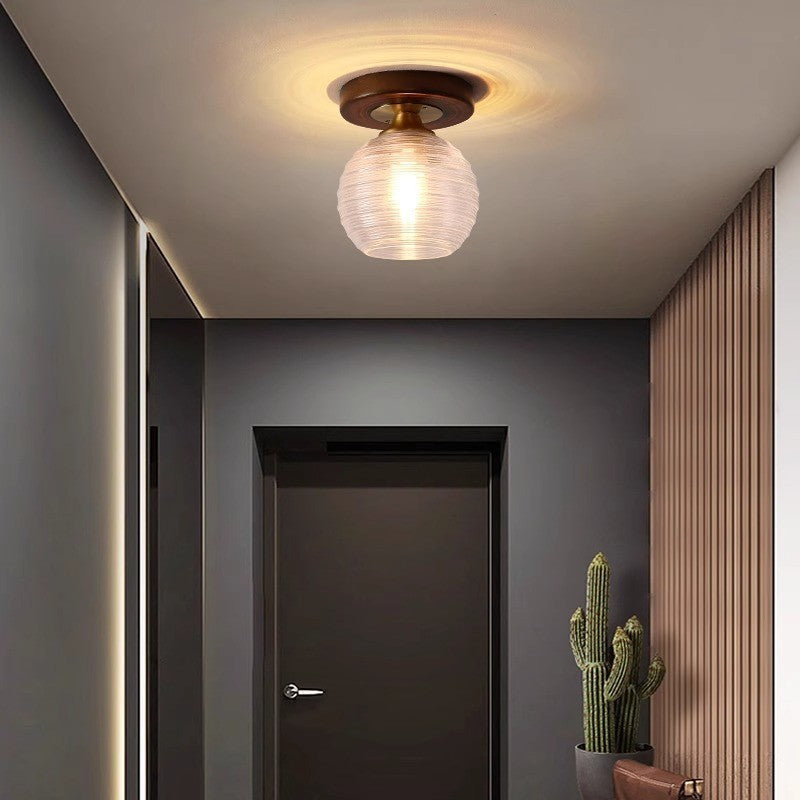 Walnut color new Chinese ceiling light corridor entrance balcony entry light personalized solid wood cloakroom Chinese lighting