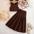 spring/summer girls' outfit: fresh & chic sleeveless top with ruched midi skirt set