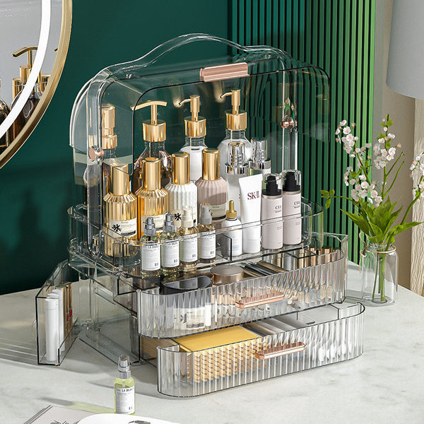 Multi-layer cosmetic storage box, transparent, high-grade, large-capacity dust-proof storage box, skin care product mask, lipstick storage.