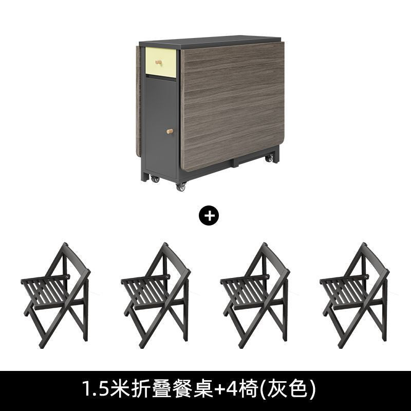 Cream style folding tablefor homefoldablemovable dining table and chair simple multifunctional table dining table and chair combination
