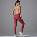 New arrival sling beautiful back yoga wear jumpsuit peach butt lift tight running jumpsuit quick-drying sports jumpsuit