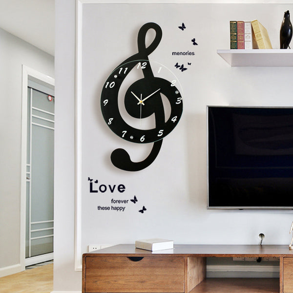 Simple music note decorative wall clock  popular clock living room creative silent clock bedroom wall art wall watch