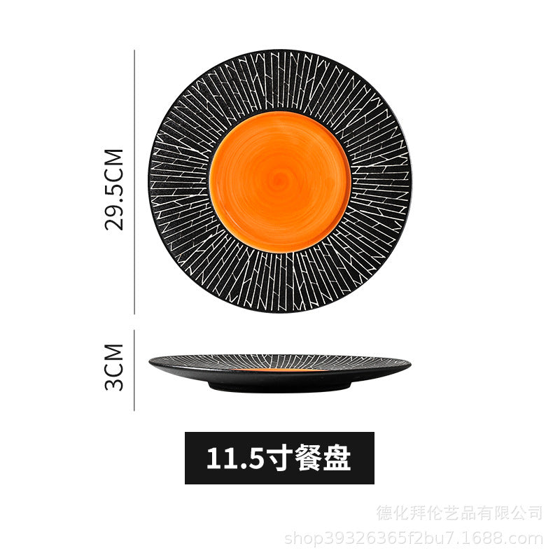 Nordic new large ceramic plate - matte finish steak plate for hotel, restaurant, and home use - creative plating and table setting