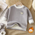 Kidsheattechtops boys and girlsfall and winter bottom shirt baby thickened pajamas children's fleece-linedlong sleeves autumn clothes
