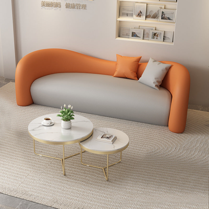 Cream nordic light luxury modern casual sofa designer creative special shaped shop straight row casual fabric sofa