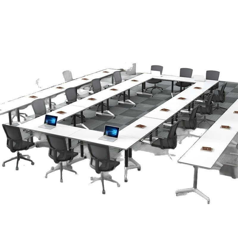 Foldable conference table, portable modular table with wheels, long table, educational institution desk and chair set, training table, office desk