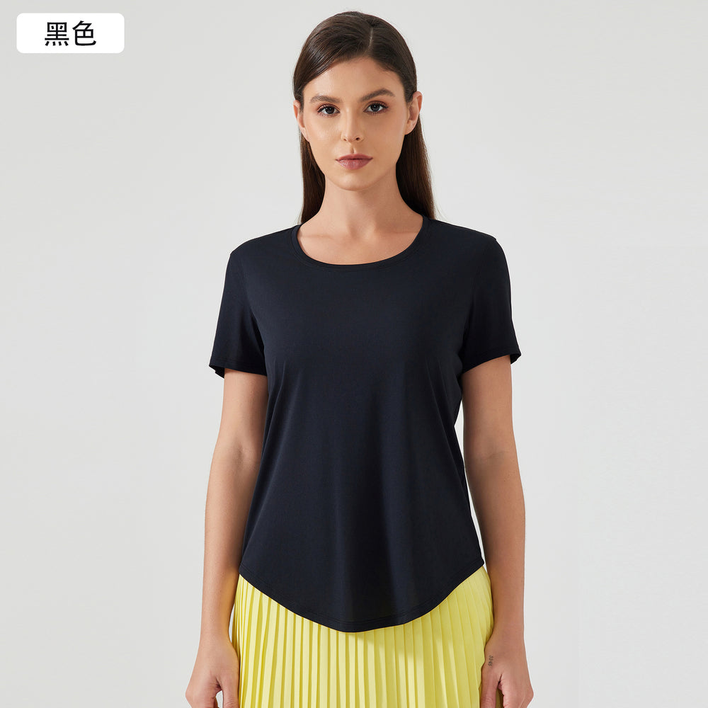 New lightweight, breathable, quick-dry, loose-fit activewear top - versatile, slimming, and figure-flattering short-sleeve yoga shirt d25017