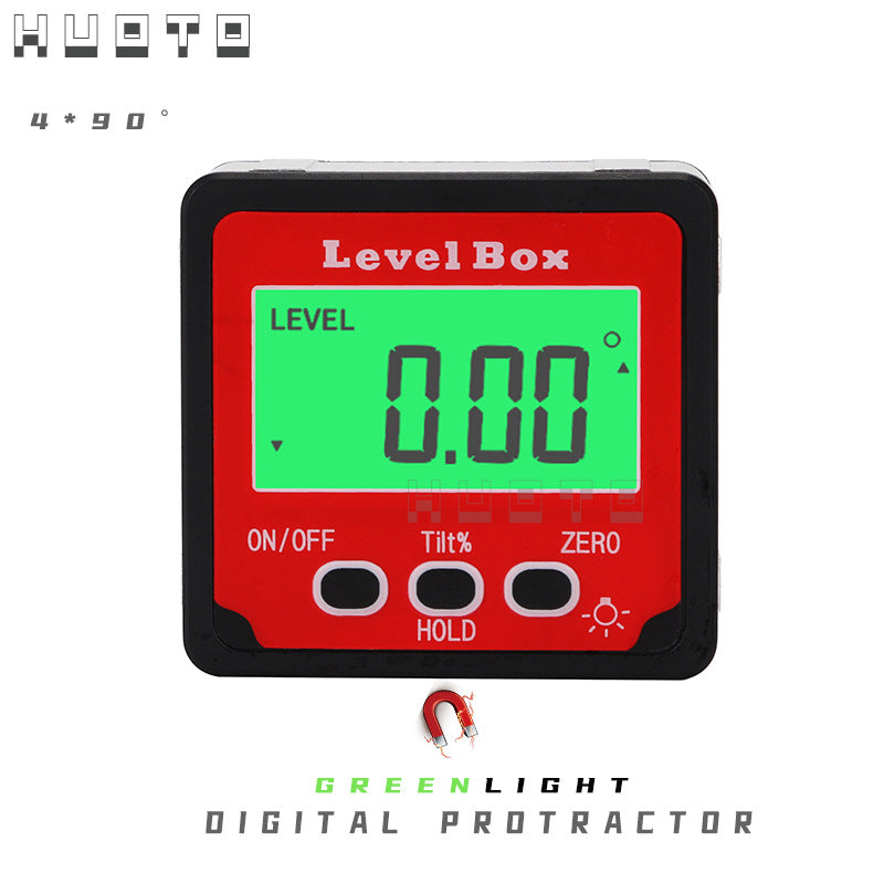 Hult 4 * 90 degree 2 button digital display inclination box, mini digital display inclination meter, digital display angle meter slope ruler