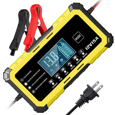 12v 15a smart battery charger for motorcycle, car, and lead-acid/lithium-ion batteries