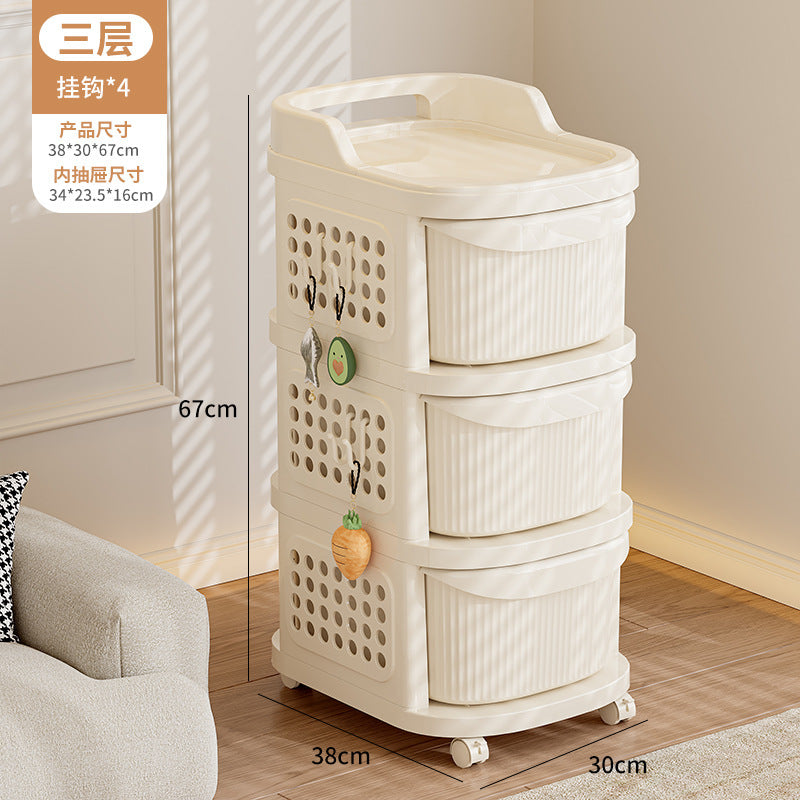 Stroller Baby Products Shelf Home Living Room Movable Large Capacity Storage Rack Layered Drawer Snack Cabinet