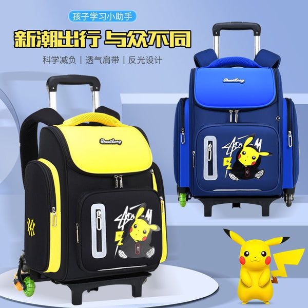 Tie rod schoolbag, space bag for primary school students, waterproof for men and women in grades 2 to 6, 2025 new large-capacity pull rod