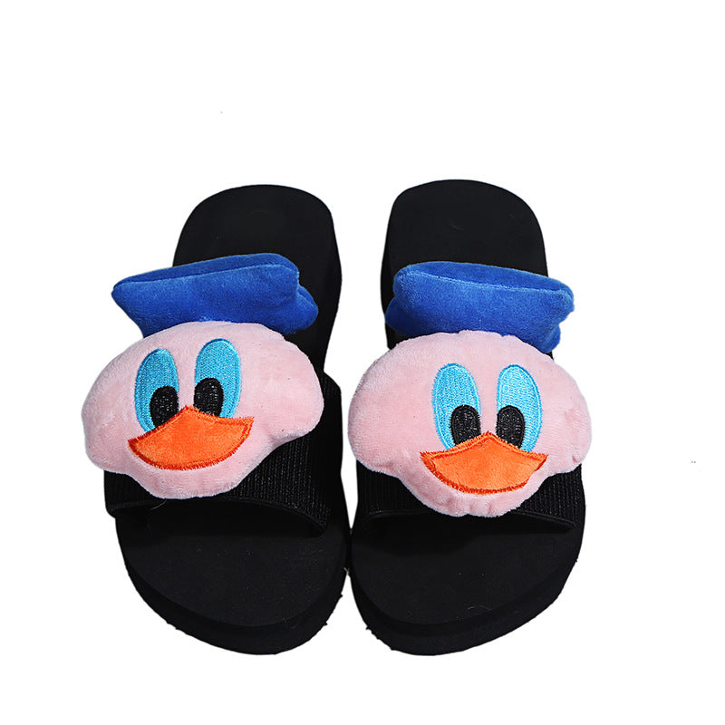 Plus size women's slippers for export, spring/summer 2024 new collection: elephant-themed chunky platform wedge slides, cartoon casual flip-flops