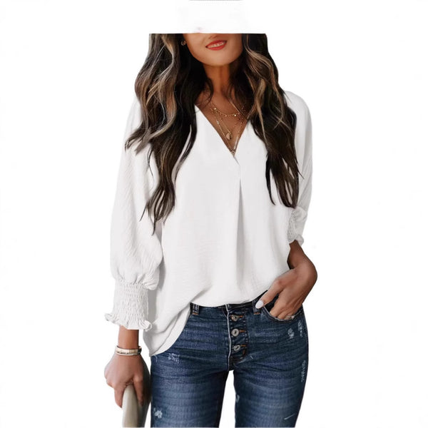2024 Women's Tunic Top V-Neck Casual Loose Seven-Sleeve Shirt Dress Shirt Top Blouse T-Shirt
