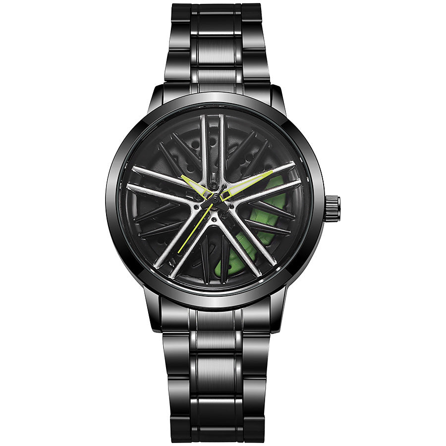 2025 new sports car wheel rotating watch - men's quartz watch with stylish car wheel design
