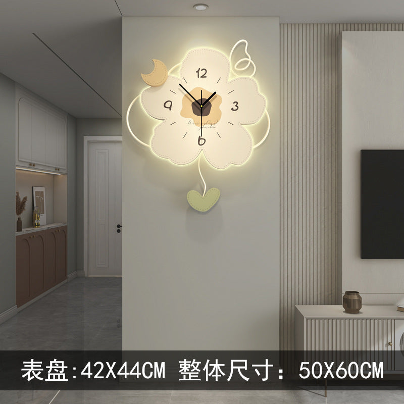 Clock wall clock living room Internet celebrity home lighting decoration home fashion creative clock wall cream wind advanced sense