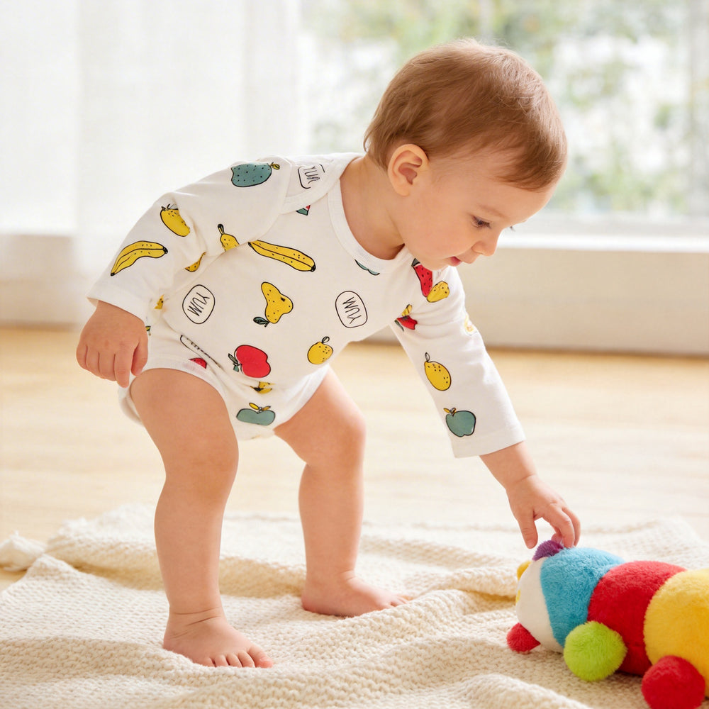 Baby romper spring autumn triangle long sleeve  unisex baby bodysuit girl's snap crotch cotton 0-1 year