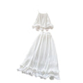 Fairy vacation set  new french chic: camisole top + high-waisted ruffle pleated midi skirt