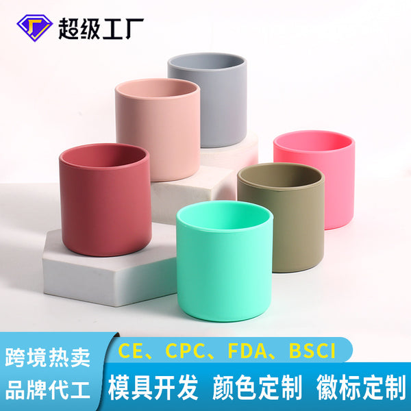 Supplementary food silicone small water cup Children's training drinking cup Maternal and infant products Feeding anti-drop tableware set Silicone cup