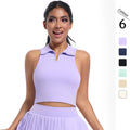 New arrival cross-border outdoor casual lapel vest running sports fitness breathable short yoga clothes nude tennis clothes