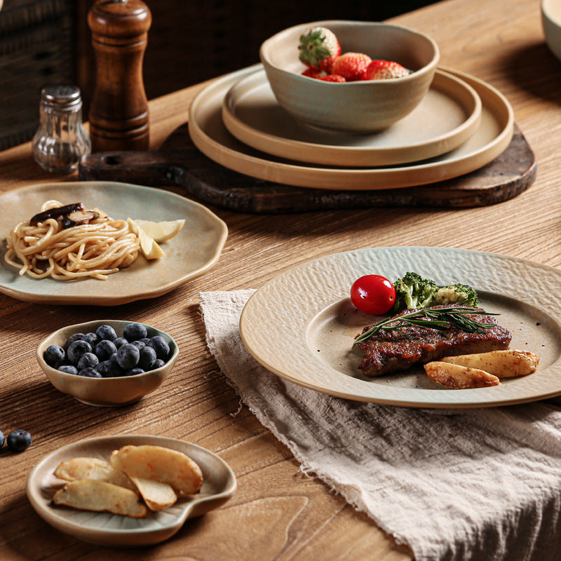 Vintage japanese ceramic dinnerware set - high-style plates, bowls, and dishes for restaurants and home use - steak plates, dinner plates, soup bowls