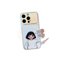 Suitable for apple 17pro matte silver electroplated shell, black clothes boy, white clothes girl, couple iphone18 mobile phone case