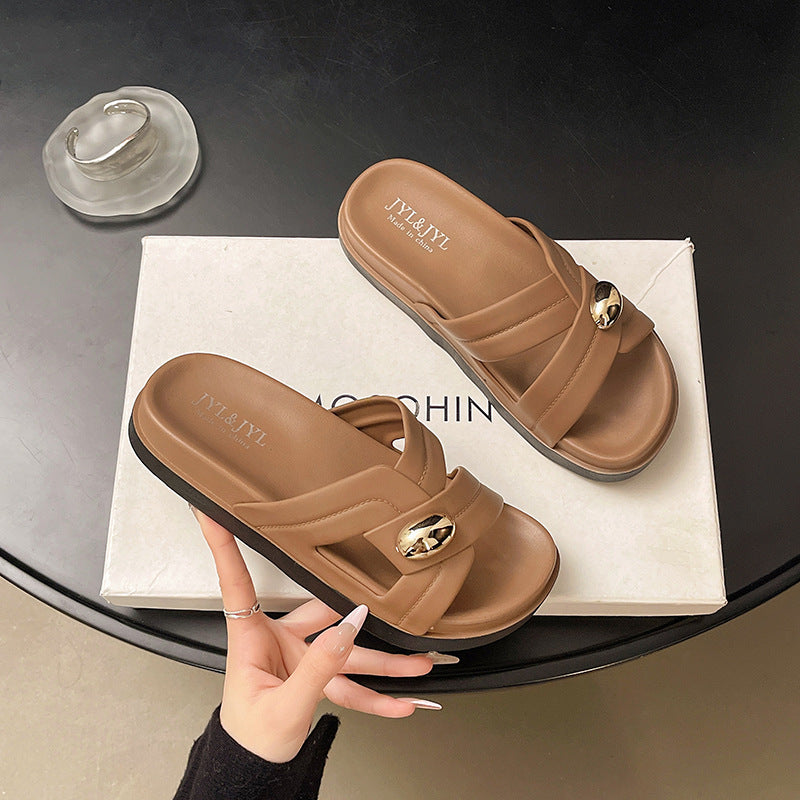 Women's summer slippers - new 2026 casual sandals, chunky platform, chanel-inspired thong sandals, roman sandals, flat sandals
