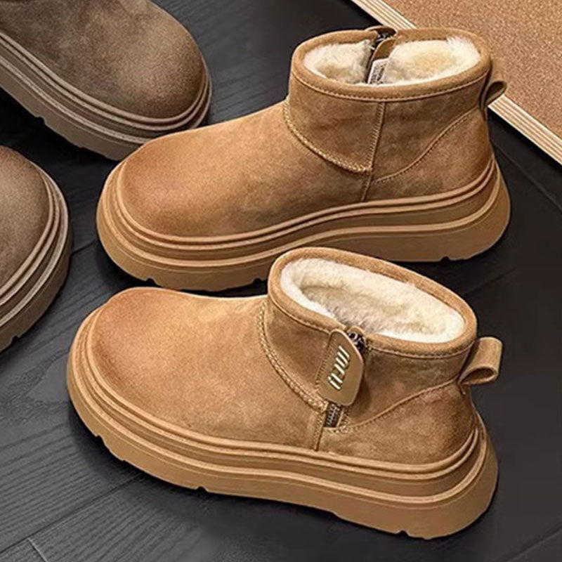 Snow boots cotton shoes 2026winternew arrivaleasiest for matchfleece-linedthickenednortheast thick sole anti-ski snow women's boots short boots