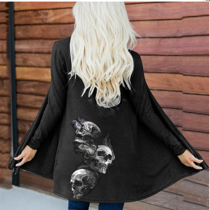 2025wish halloween skull print cardigan long sleeves outweartopsin stockfashion style loose type