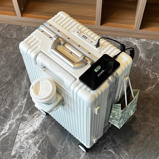 Front open aluminum frame suitcase 24 trolley case universal wheel travel bag 20 inch boarding case high value password box