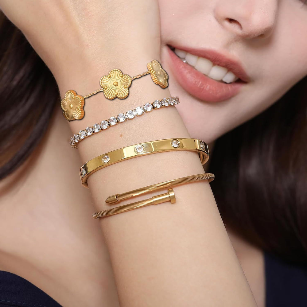 European and american cross-border hot seller: zircon-embellished, multi-layered, stackable, versatile women's bracelet