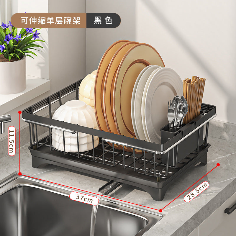 Sink Drain Basket Retractable Sink Dish Drain Rack Dish Storage Rack Kitchen Fruit and Vegetable Shelf