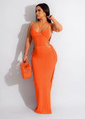 Amazon sexy women's fashion halter neck cutout knit dress - backless beach maxi dress