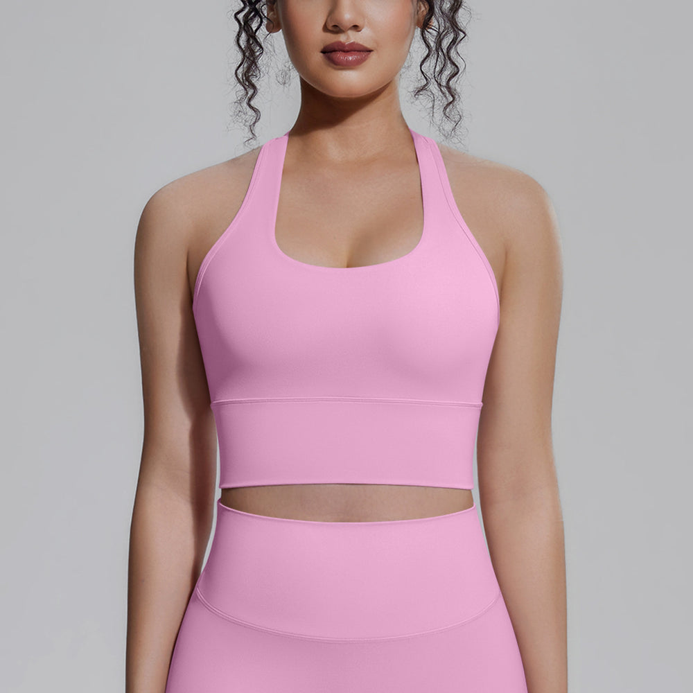 Naked-feel compression sports bra yoga top - quick-dry racerback workout tank with padded yoga bra