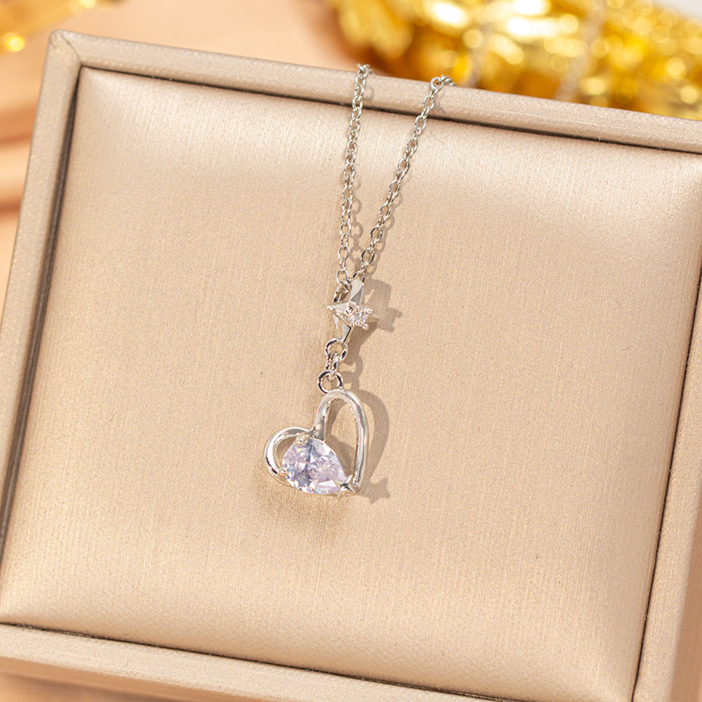 popular stylishfashion copper inlaid zirconium exquisite necklace for women niche styleeasiest for matchaccessible luxury non-fading clavicle chain jewelry