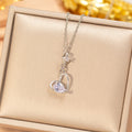 X8361 - steel color - tassel heart necklace [titanium steel chain, copper inlaid zircon pendant]