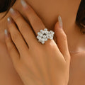 Pearl ring wholesale: european and american cross-border new jewelry, women's niche design, high-end retro light luxury open ring