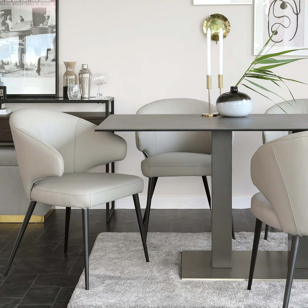 Tempered glass dining table - modern minimalist rock slab table with a touch of luxury