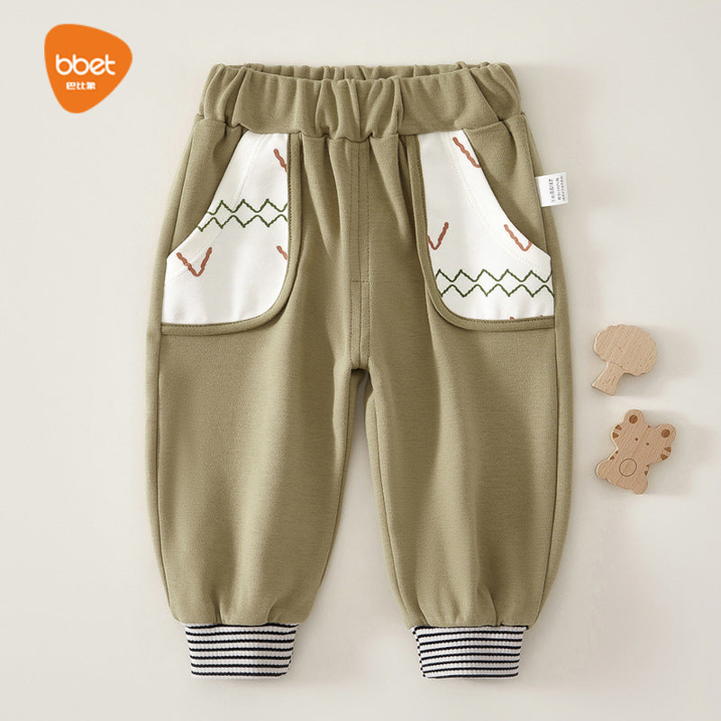 Babibele kids' trousers - all-season pure cotton pants for babies - autumn casual pants - stylish autumn outing trousers