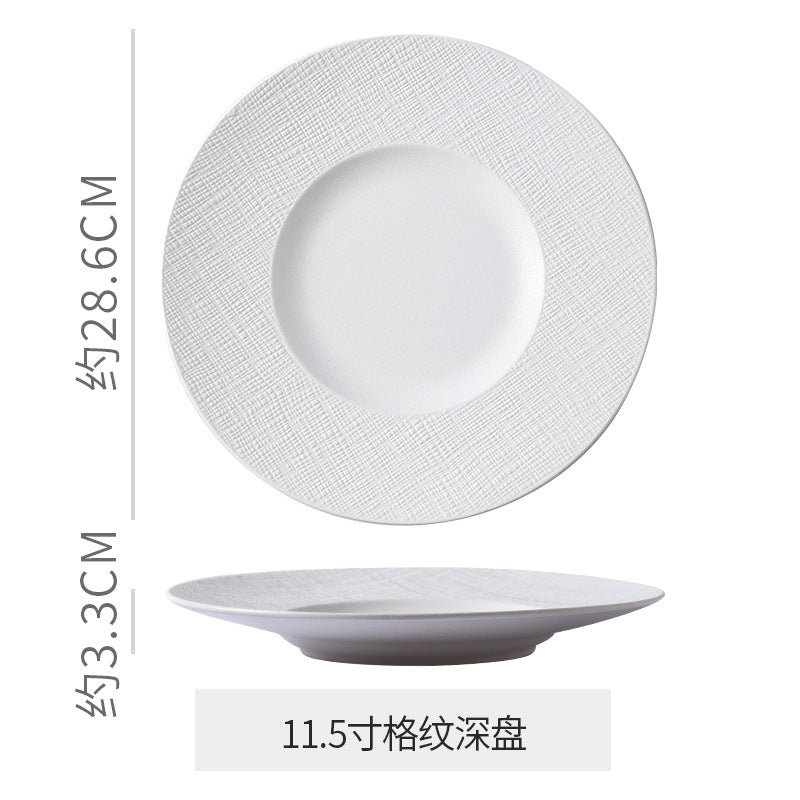 Scandinaviancasual style high-looking black and white ceramic tableware baking dish popular hotel restaurant high-end display flat plate