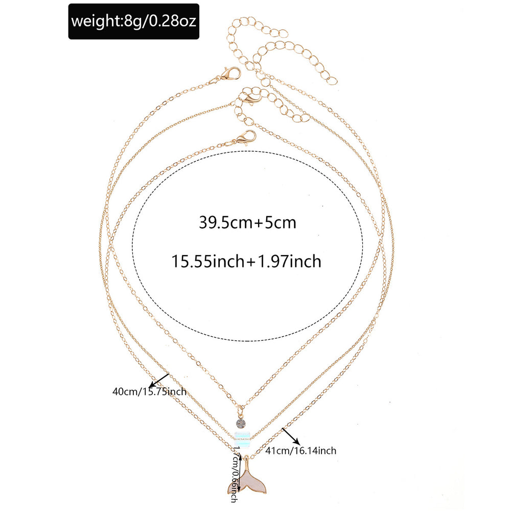 Mermaid necklace wholesale cross-border simple jewelry female niche accessible luxury stacked design sugar cube clavicle chain combination