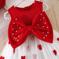 cross-border exclusive: new summer girls' princess dress - red and white heart bow skirt