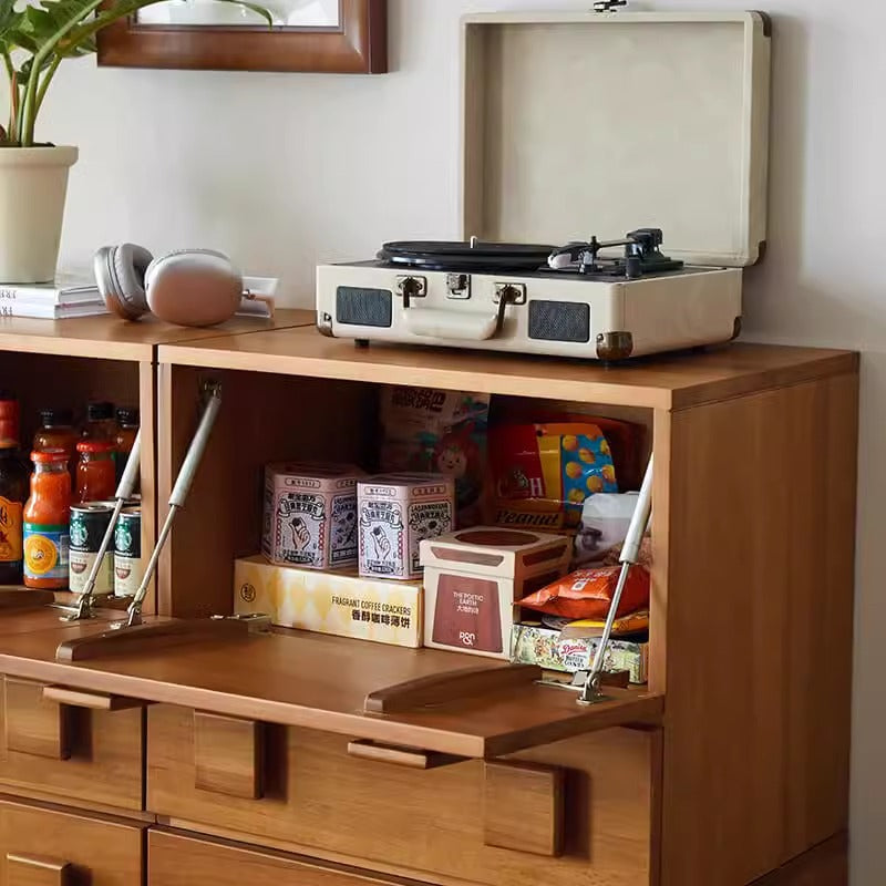 Nordic retro solid wood card door cabinet combination modular combination side cabinet medieval solid wood chest cabinet storage TV cabinet