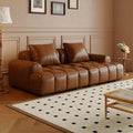 Retro style cat scratch oil wax leather puff sofa living room for home small apartment apartment straight row american square sofa