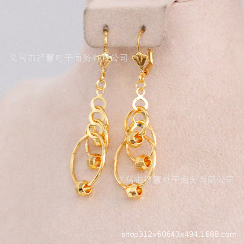 24k gold-plated ethiopian women's round earrings for daily wear bridal gift
