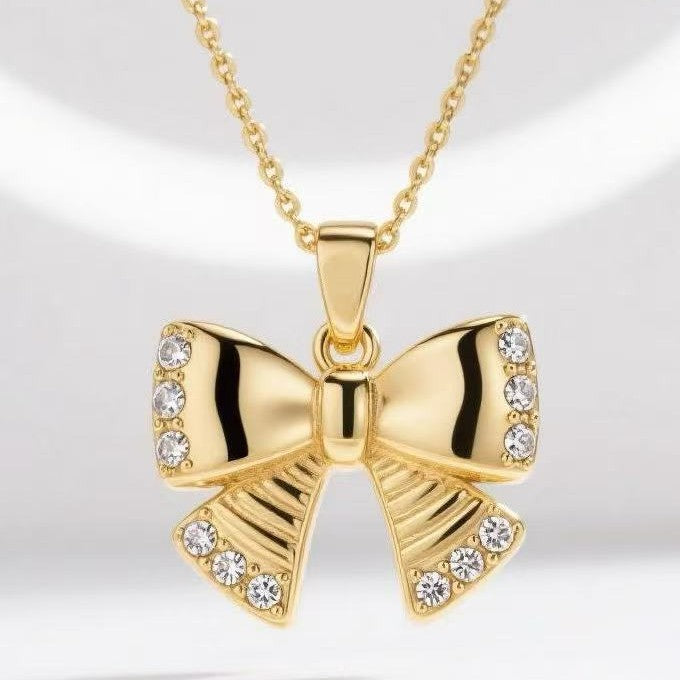 fashion e-commerce ins style titanium steel diamond-encrusted accessible luxury stainless steel plated 14k gold butterfly necklace for women wholesale