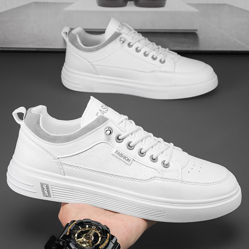 Men's shoes: 2025 spring collection - breathable white sneakers, athletic casual skate shoes, trendy ins style, student footwear