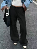 2025 early autumn new european and american retro mid-to-low rise relaxed fit sweatpants - versatile, drapey, sporty casual pants